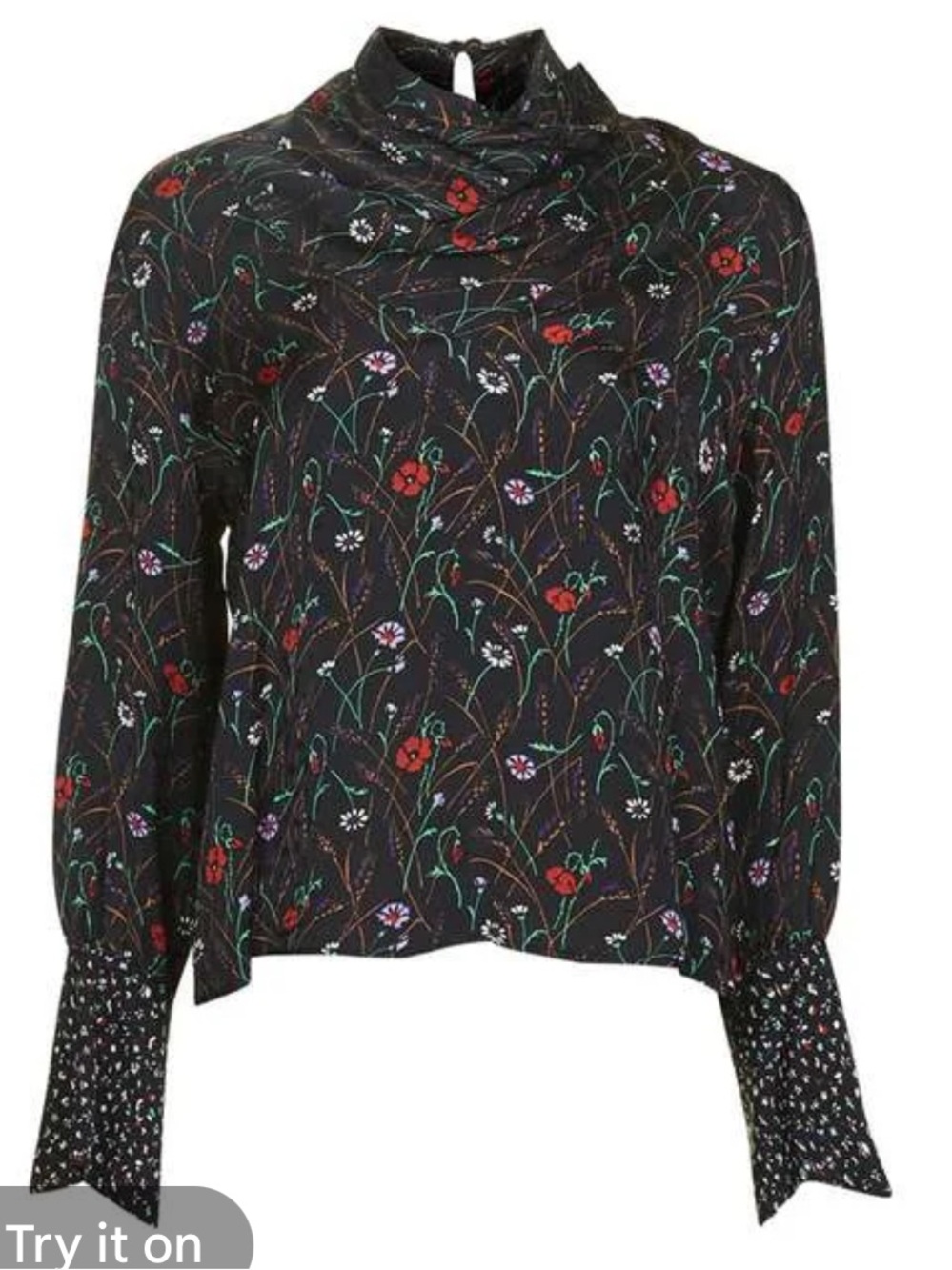 Topshop Boutique Floral Black Blouse 8 Top - Picture 2 of 10
